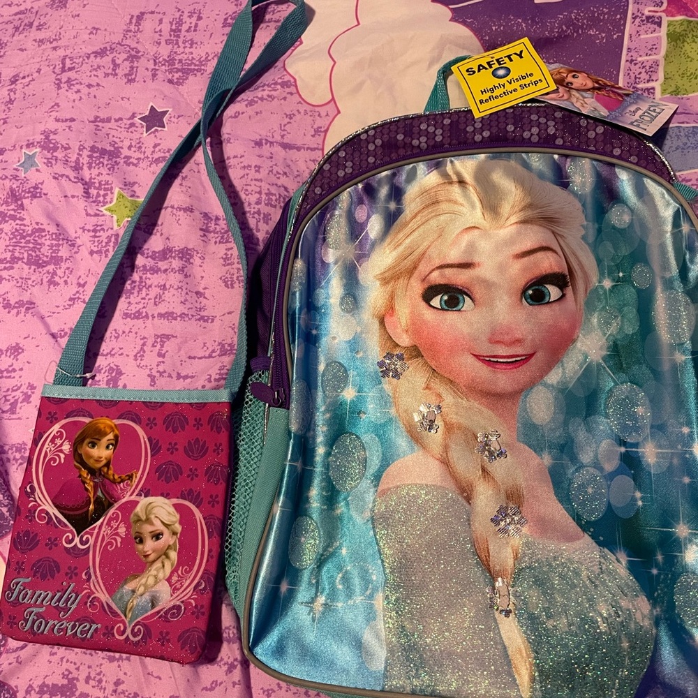 Kids Elsa and anna backpack and purse
